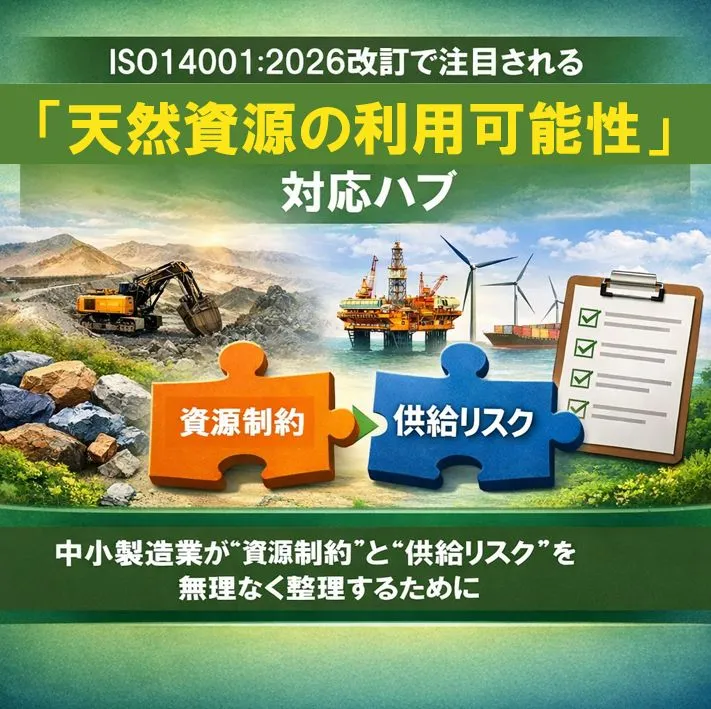 ISO14001:2026改訂で注目される「天然資源の利用可能性」対応ハブ